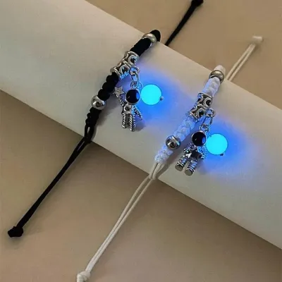 Couple Adjustable Luminous Ball Pendant Bracelet (2 pc)